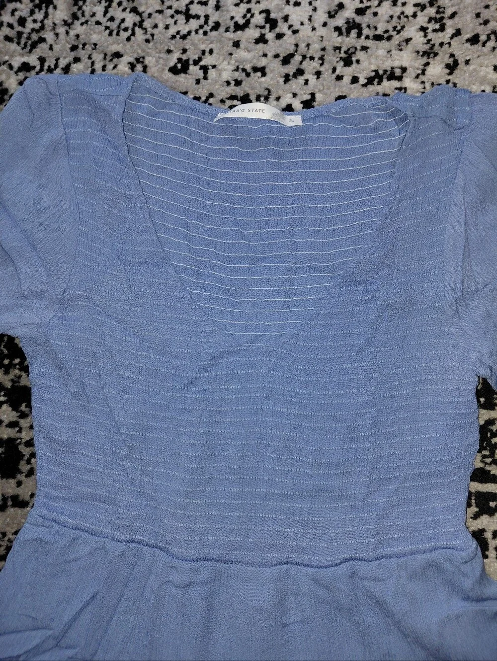 Altar'd State Dress M NWOT Blue Smocked Boho Mini Tiered Long Sleeve CC - Picture 12 of 13